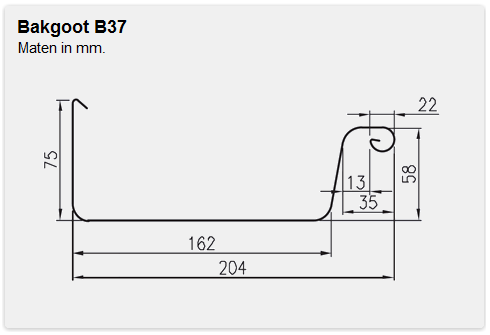 Zinken bakgoot B37