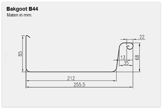 Zinken bakgoot B44