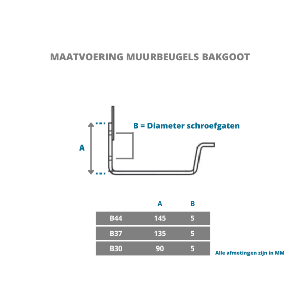 Dakgoot muurbeugel voor zinken bakgoot