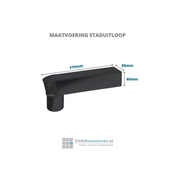 Zinken stadsuitloop 60x80 zwart antraciet Ø80
