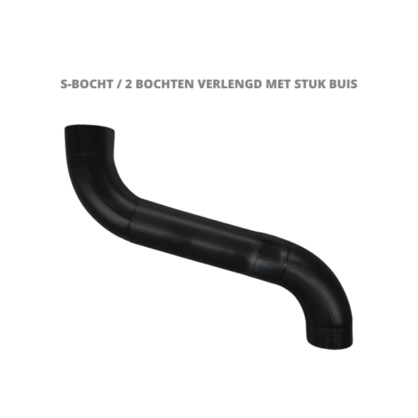 Zinken bocht zwart antraciet Ø80 / 72 graden